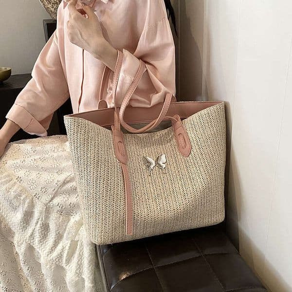 Summer seaside beach straw for women new fashion commuter shoulder large capacity handbag tote bag
