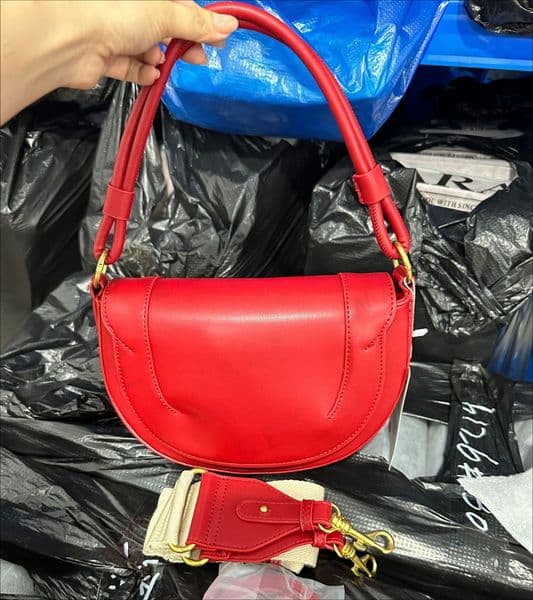 Red Bag Crossbody Women 2026 Summer New Saddle Bag Contrast Stitching Detail Hand Carry Flap Purse, Fashion Tote, Designer Accessory, Quick Shipping-2