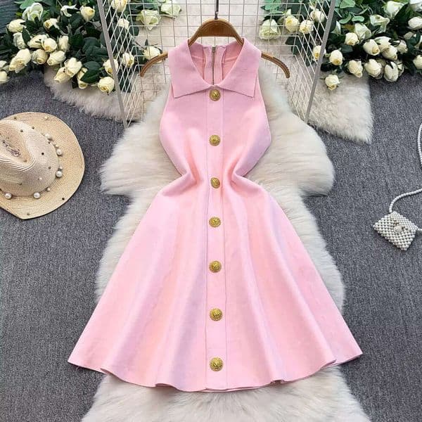 2026 summer new designer French black A-line camisole skirt waist slimming European and American style sleeveless short skirt thumbnail 2