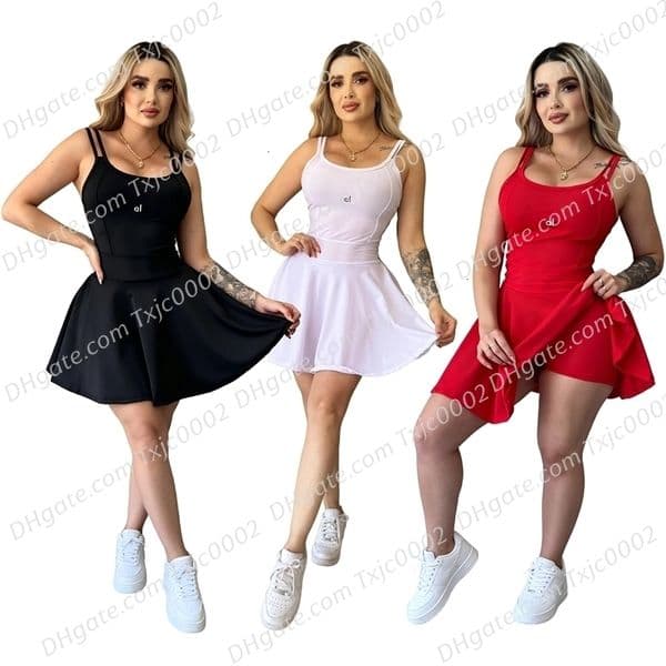 Women Basic Casual Dresses Designer Summer Fashion Trend Sexy Sleeveless Strap Slim-fit High-elasticity Dress Includes Safety Shorts