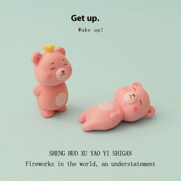 Cartoon mini ins cute little bear sleeping micro landscape scene DIY decoration accessories office desktop ornaments