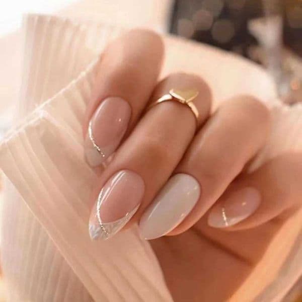 Press Ons Nail 24Pcs Bright Yellow French Round Head False Natural nail tech Leaf Design Fake Long Almond Press On Nails Full Cover