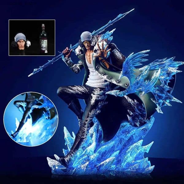 2025 new Anime One Piece Figures Aokiji Kuzan 30cm Action Figurine GK with LED, 2 Heads & Hands - Collectible PVC Statue Model Toy Gift Desi