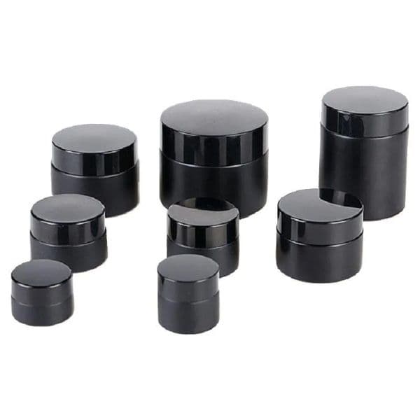 Black Frosted Glass Jars Cosmetic Cream Bottle Travel Cosmetic Dispenser Jar with inner PP Cover 5g to 100g Lafrg LL