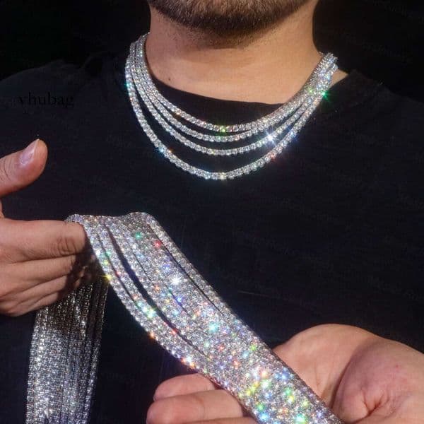 2mm 3mm 4mm 5mm Tennis Necklace Sier VVS Iced Out Hiphop Bling Moissanite Chain