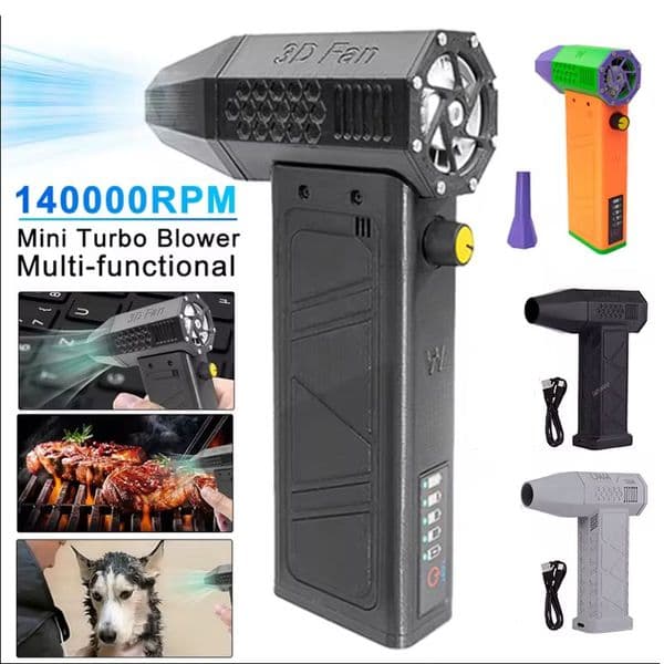 2026 Air Blower 140000Rpm Turbo Jet Brushless Motor Handheld Duct Fan 52M/S Portable Type-C Charging With Power Display Ventilado Free Shipping