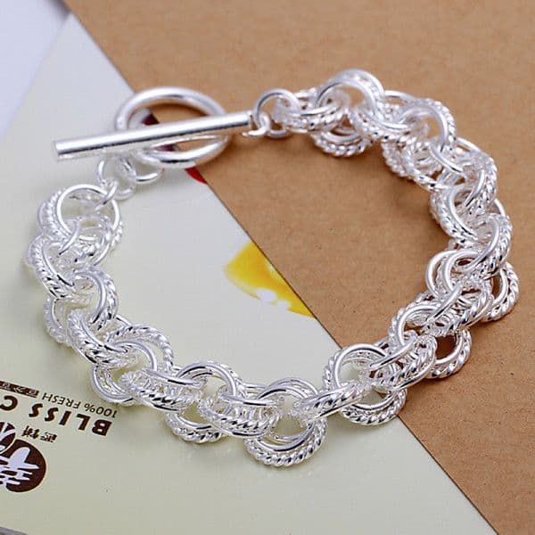 Hot sale best gift 925 silver three times TO bracelet DFMCH023,Brand new fashion 925 sterling silver plate Chain link bracelets high grade