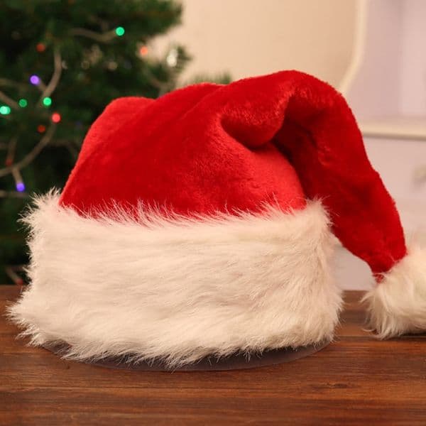 Red Cap Thick Winter Warm Plush Santa Claus Hat Adults Christmas decorations Hats T2I5573