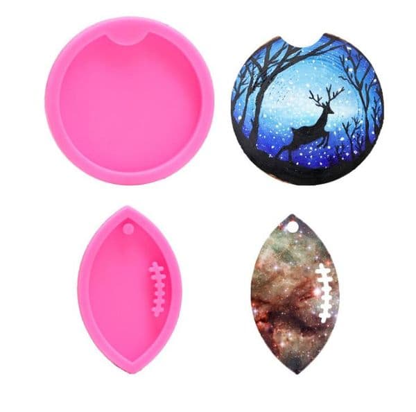 100pcs Shiny Football Keychains Mold Clay DIY Jewelry Making Glitter Epoxy Silicone Car Coaster Mold SN4389