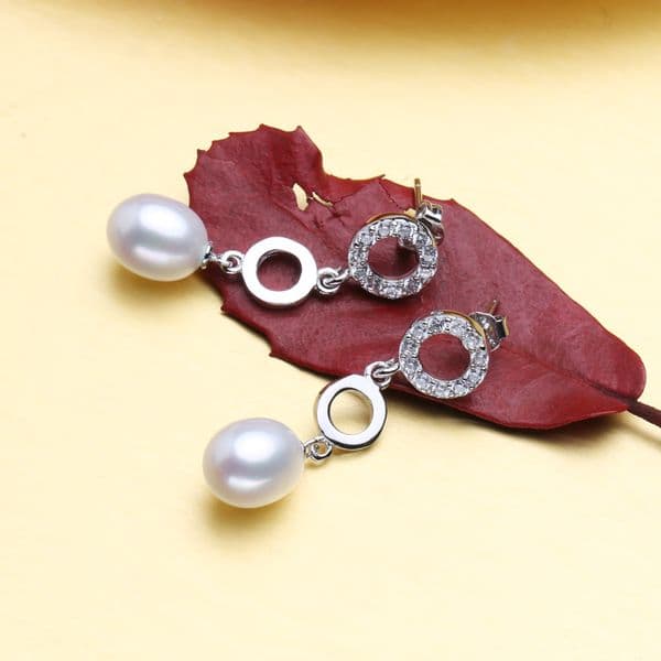 Fashion-Freshwater Drop Pearl Earring DHgate 925-sterling-silver long Earrings Pearls Jewelry bohemia double round earrings