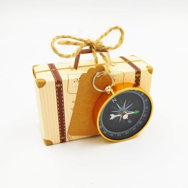 Suitcase Candy Boxes with Compass Wedding Anniversary Decorations Travel Theme Party Supplies Wedding Gifts for Guests W8873