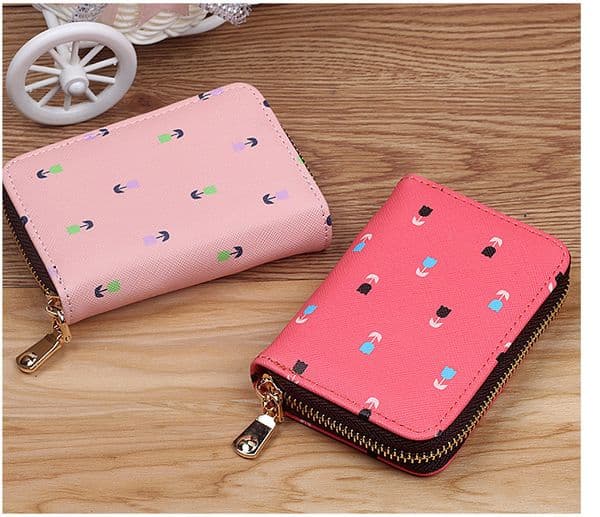 Zipper Female Purse PU Leather Printed Women's Wallet Trend Mini Card Bag Multi-function Clip Womens Wallets Small Fashion Purse For Girls