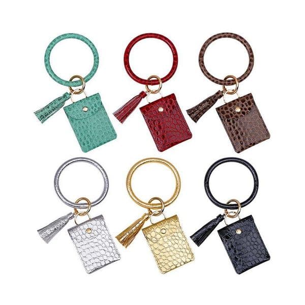 Hot Sell Keychain Card Bag for Women Men Leopard Snake Wallet Coin Bag Pu Leather Tassel Kabaw Fashion Bracelet Key Chain Ring Jewelry