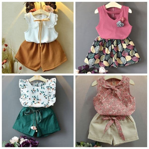 Children Designer Clothes Floral Girls Tops Loose Shorts 2PCS Sets Sleeveless Girl Outfits Boutique Kids Clothing 7 Designs 3LOTS YW4165