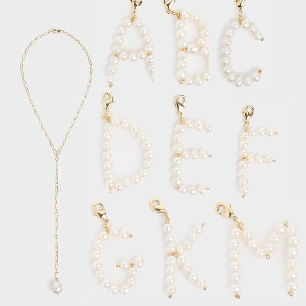 Freshwater Pearl Initial Jewelry Name Diy Custom English Alphabet Letter Pendant Charms Necklace For Women J190615
