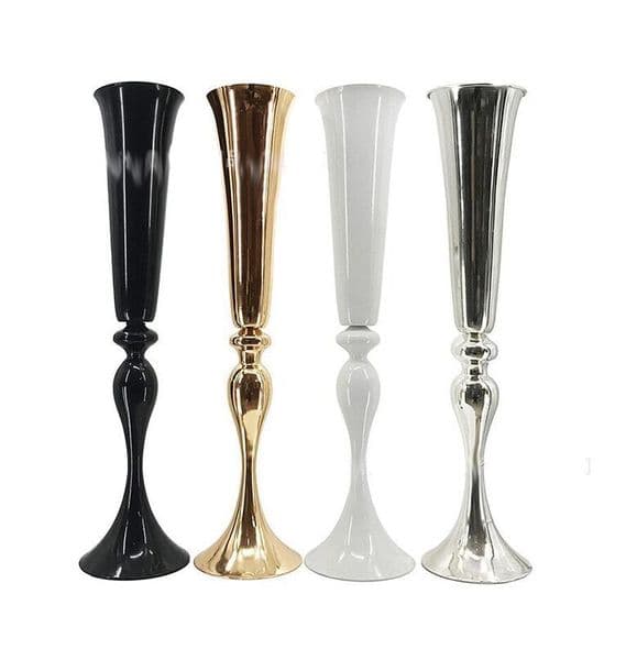 wholesale White/Black Metal Candle Holders Stand Flowers Trumpet Vase Candlestick Road Lead Candelabra Centre Pieces Wedding Decorations