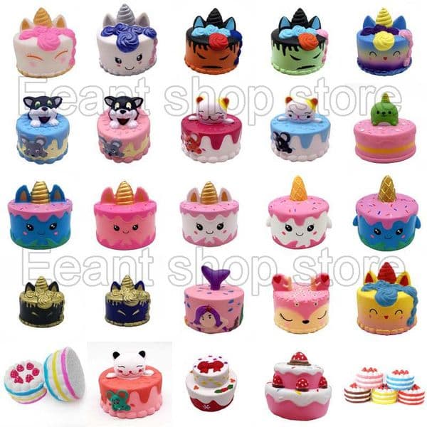 Kawaii Jumbo colorful Different styles strawberry Cake Deer Cake Squishy Perfume Slow Rising Vent Simulation Unicorn Cake Kids Toy