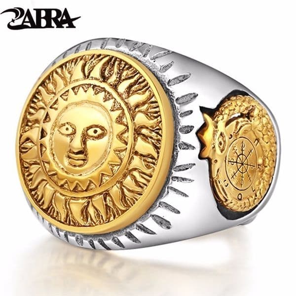 Zabra 925 Sterling Silver Men Ring Gold Color Sun God Smile 3d Dinosaur Sculpture Adjustable Size Vintage Punk Handmade Jewelry C19032101