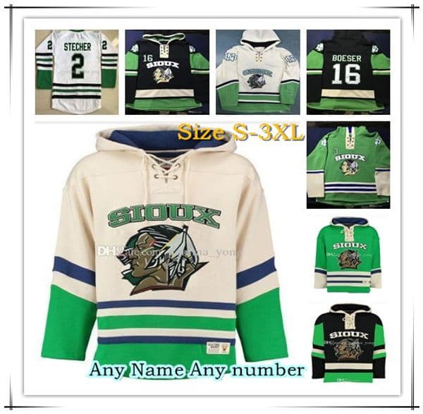 North Dakota Fighting Sioux University Hoodies 7 TJ Oshie 16 Brock Boeser 33 Cam Johnson 9 Drake Caggiula All Stitched Jerseys Wholesale