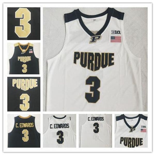 Carsen Edwards Basketball Jersey Purdue Boilermaker #3 C.Edwards Eblack white Stitched NCAA College Basketball Jerseys Retro White Black