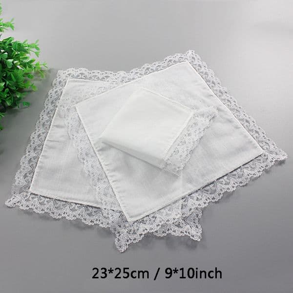 25Cm White Lace Thin 100% Cotton Towel Woman Wedding Gift Party Decoration Cloth Napkin DIY Plain Blank Handkerchief DBC Bh2669 B2