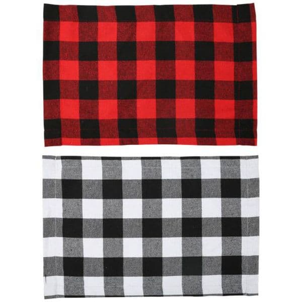 Christmas Buffalo Plaid & Burlap Placemats Double-sided Reversible Waterproof Dinner Table Placemats Party Table Decoration Wholesale ZC1457