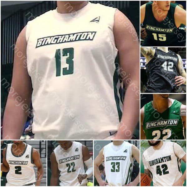 Custom Binghamton Bearcats Basketball Jersey NCAA College Sam Sessoms George Tinsley Brenton Mills Pierre Sarr Richard Caldwell Jr.