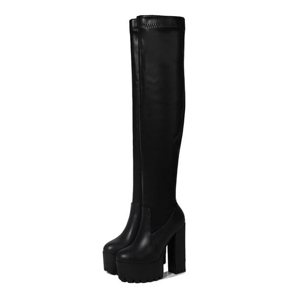 Sexy 15Cm Women 944 LTARTA Thick Over Female High-Heeled Waterproof Platform Pu Knee High Square Heels Boots Mx2005
