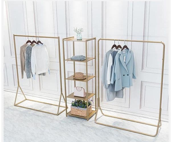Landing coat hanger Golden clothing racks Bedroom Furniture Simple display of mens and womens clothes Underground art hangers