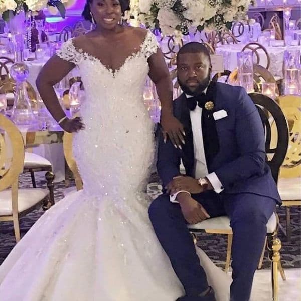 african mermaid wedding dresses plus size sheer v neck appliques beads sequins bridal gowns short sleeve sweep train vestidos de novi