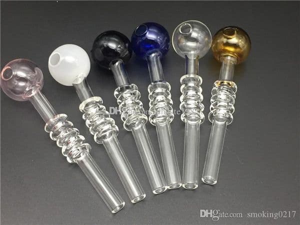 Newest Design colorful 5.5inch spiral pyrex glass oil burner pipe colorful wholesale cheap glass hand oil tube nail pipes for smoking