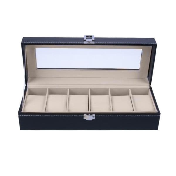 Watch Boxes 6 Slots Wrist Display Case Jewelry Storage Organizer Box with Cover Watches Holder Organizer