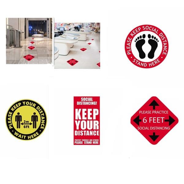 wholesale Please Social Indoor Ground Sticker Keep Your Distance Stand Here Decal Marker or