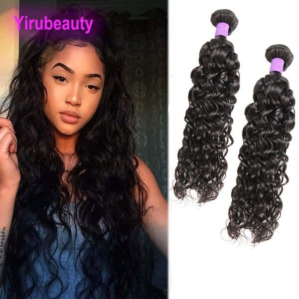 Indian Virgin Human Hair Extensions Water Wave Two Bundles Weaves 2 Bundles Wet And Wavy Curly 10-28inch