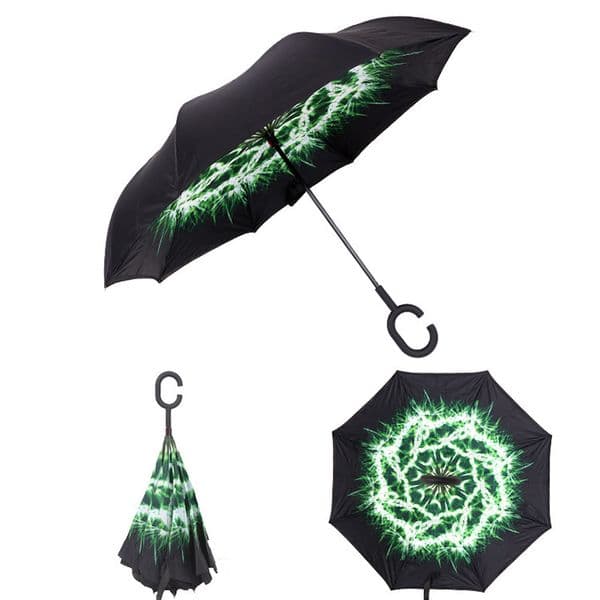 STOCK 24 Colors Special Design Inverted Umbrellas With C Handle Double Layer Inside Out Windproof Beach Reverse Folding Sunshade Rainy Umbrella Free Shipping