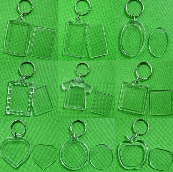 Clear Acrylic Plastic Blank Keyrings Insert Passport Photo Frame Keychain Picture Frame Keyrings Party Gift SN1195