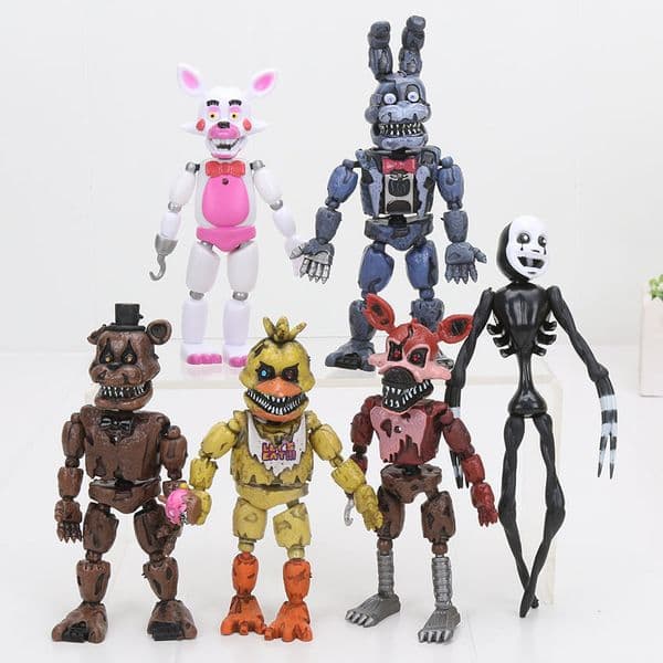 2026 6Pcs/Set Led Perfume Lightening Movable Joints Fnaf Five Nights At perfume Freddy's Action Figure Foxy Cologne Freddy Chica Model Dolls cologne Kid Toys C1
