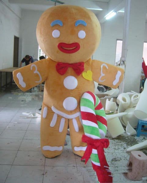 2019 factory hot the head adult gingerbread man mascot costume for adults to wear