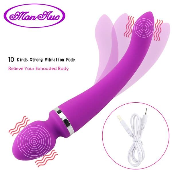 Man Nuo Dual Head Vibrator Sex Toys For Women Av Wand Vagina Massager Clitoris Stimulation G-spot Vibrator Powerful Sex Product Y19062102