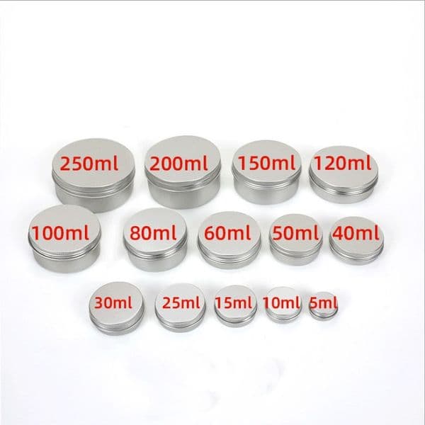 wholesale Aluminum Containers Packaging Jars Cosmetic DAB Tool Wax Oils Storage 5ml 10ml 30ml 50ml 60ml 100ml 200ml Metal Box Cans Dry Herb Tobacco Lip Essense