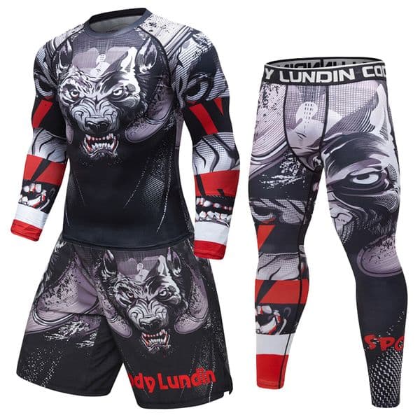 Brand New Men's tracksuit 3D Prints Tight Skin Compression Sport Suit Men MMA Rashguard Body Building Top Fitness Sports Set
