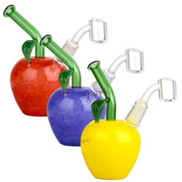 5.5inch Apple Oil Rig Glass Bong Hookahs Heady Water Bongs Recycler Percolator Bong Small Colorful Beaker Bongs with 14mm Quartz Banger