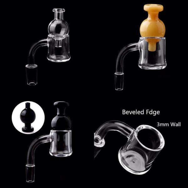 3mm 25mmOD Beveled Edge Evan Shore Quartz Banger With Glass Bubble Carb Cap 10mm 14mm 18mm Male Female Quartz Nails For Glass Bongs