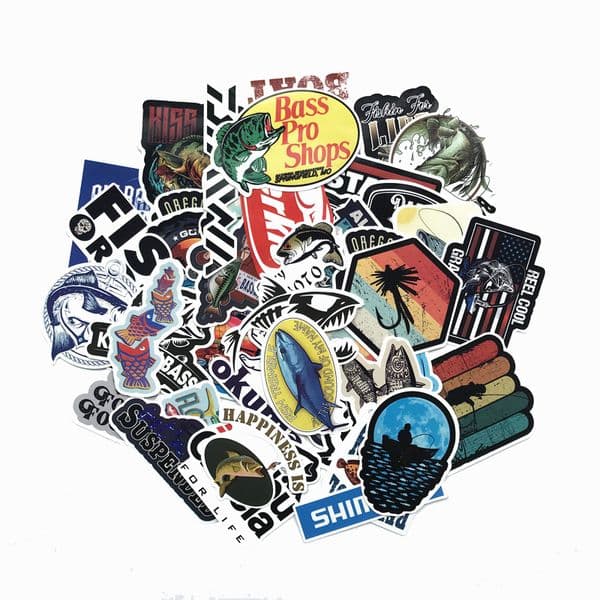 TD ZW 50 Pcs/Lot Funny Fishing Slogen Brand Stickers For Fishing Boat Tackle Box Tool Car Chair Waterproof Graffiti Decal