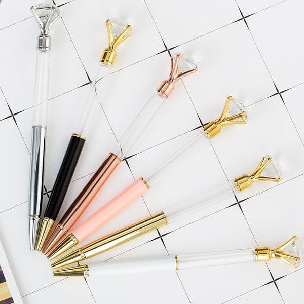 unique design 19 karat big diamond empty barrel pens creative handcraft diy empty tube filling glitter herbarium pen with diamond top
