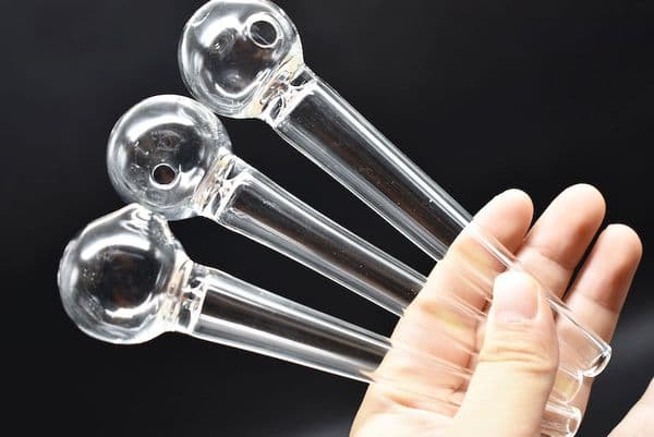 Wholesale 14cm glass oil burner pipe thick quality glass cigarette One Hitter pipe Smoking hand Tobacco Pipe free shipping