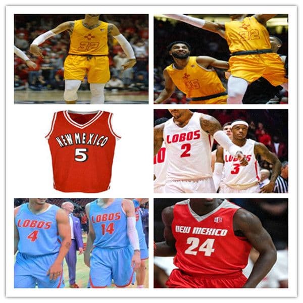 2021 College New Mexico Lobos Basketball Jersey Custom JaQuan Lyle Corey Manigault Zane Martin Makuach Maluach Vance Jackson Bragg Jr. 4XL