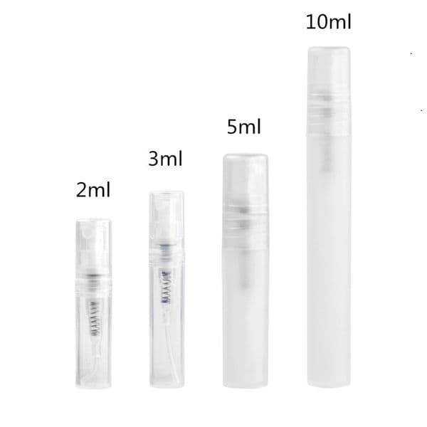 wholesale New 2ml 3ml 5ml 10ml plastic Empty Refilable Spray Bottle, Small Parfume Atomizer, Perfume Sample Vials
