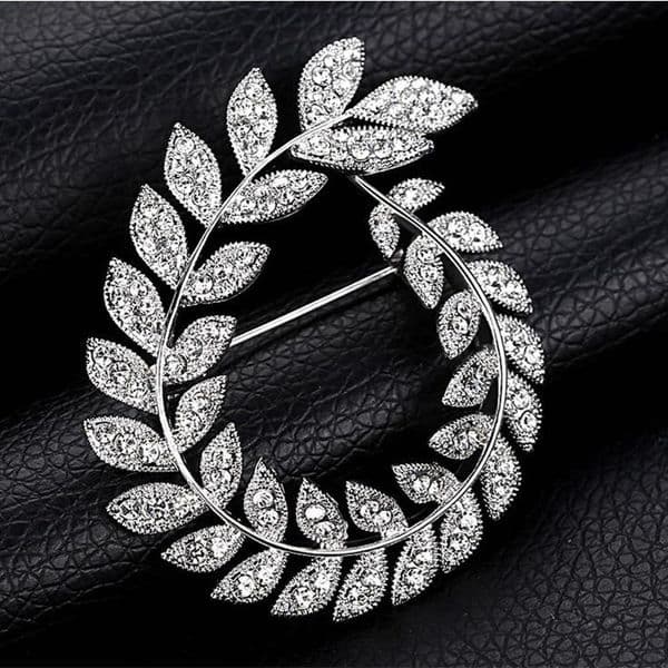 Olive Branch Brooch Fully-jewelled Rhinestone Alloy Mans Suit Lead Needle Joker Clothes And Ornaments L260521