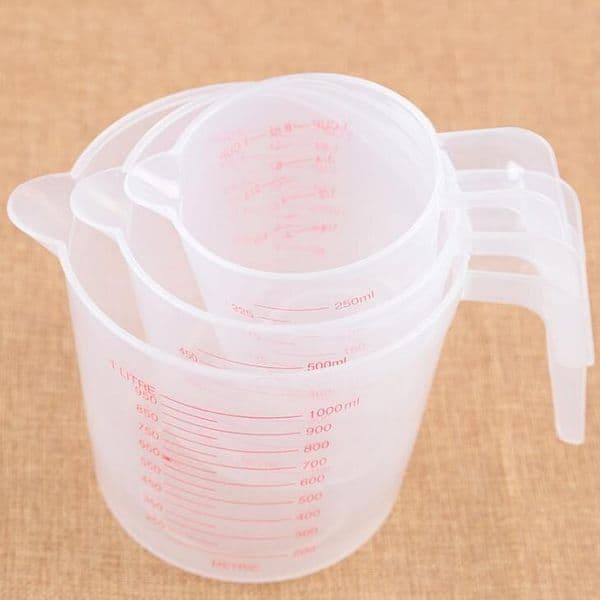 250/500/1000ml High Quality Plastic Measuring Cup Clear Scale Show Transparent Mug +Handle Pour Spout 3 sizes Measuring Device LX1283